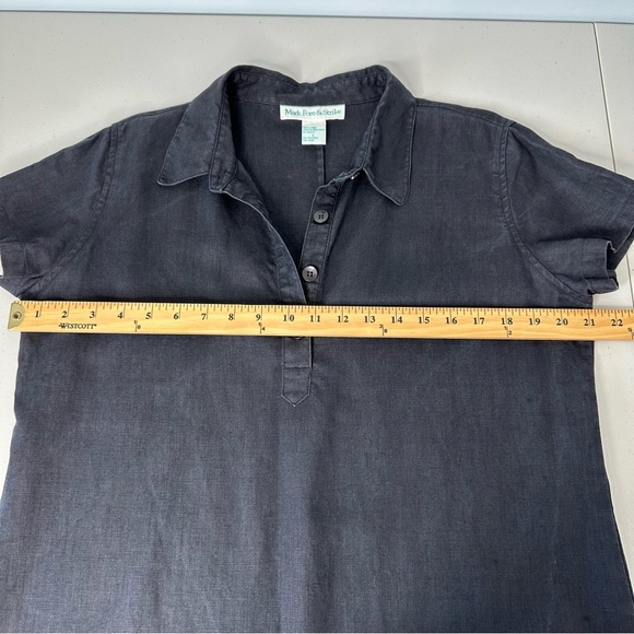 Mark Fore & Strike Vintage Black Linen Dress Shift Size L - Picture 6 of 12